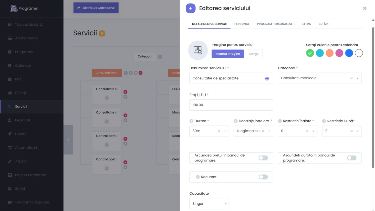 Configurezi Serviciile