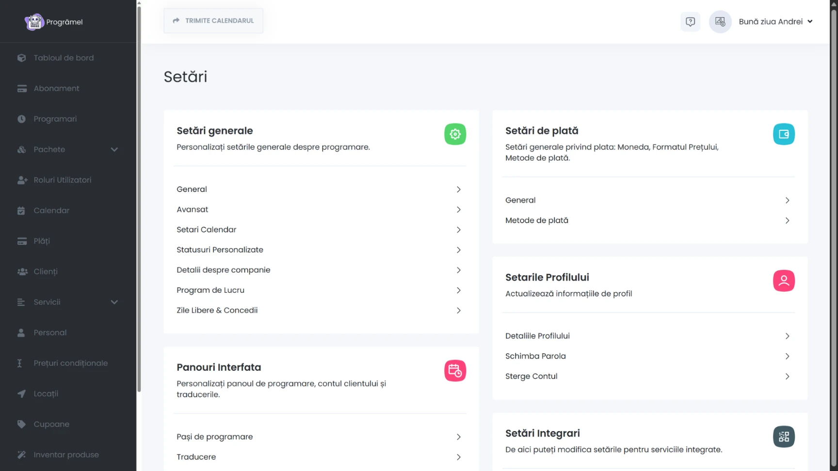 Setezi detaliile website-ului